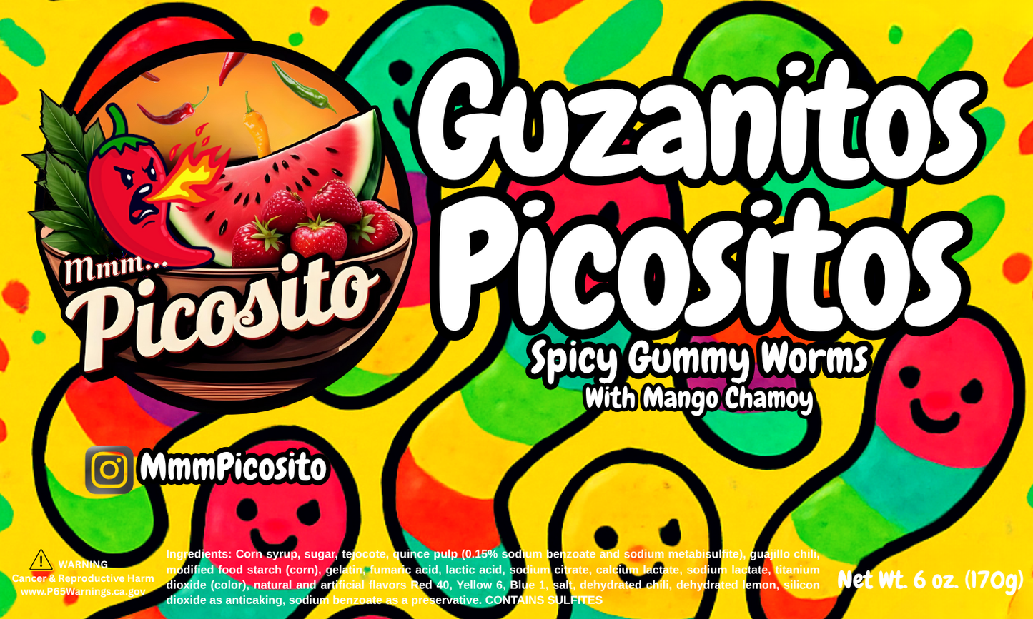 Guzanitos Picositos - Spicy Gummy Worms with Mango Chamoy 6oz