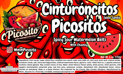 NEW ~ Cinturóncitos Picositos - Spicy Sour Watermelon Belts 6oz