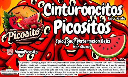 NEW ~ Cinturóncitos Picositos - Spicy Sour Watermelon Belts 6oz