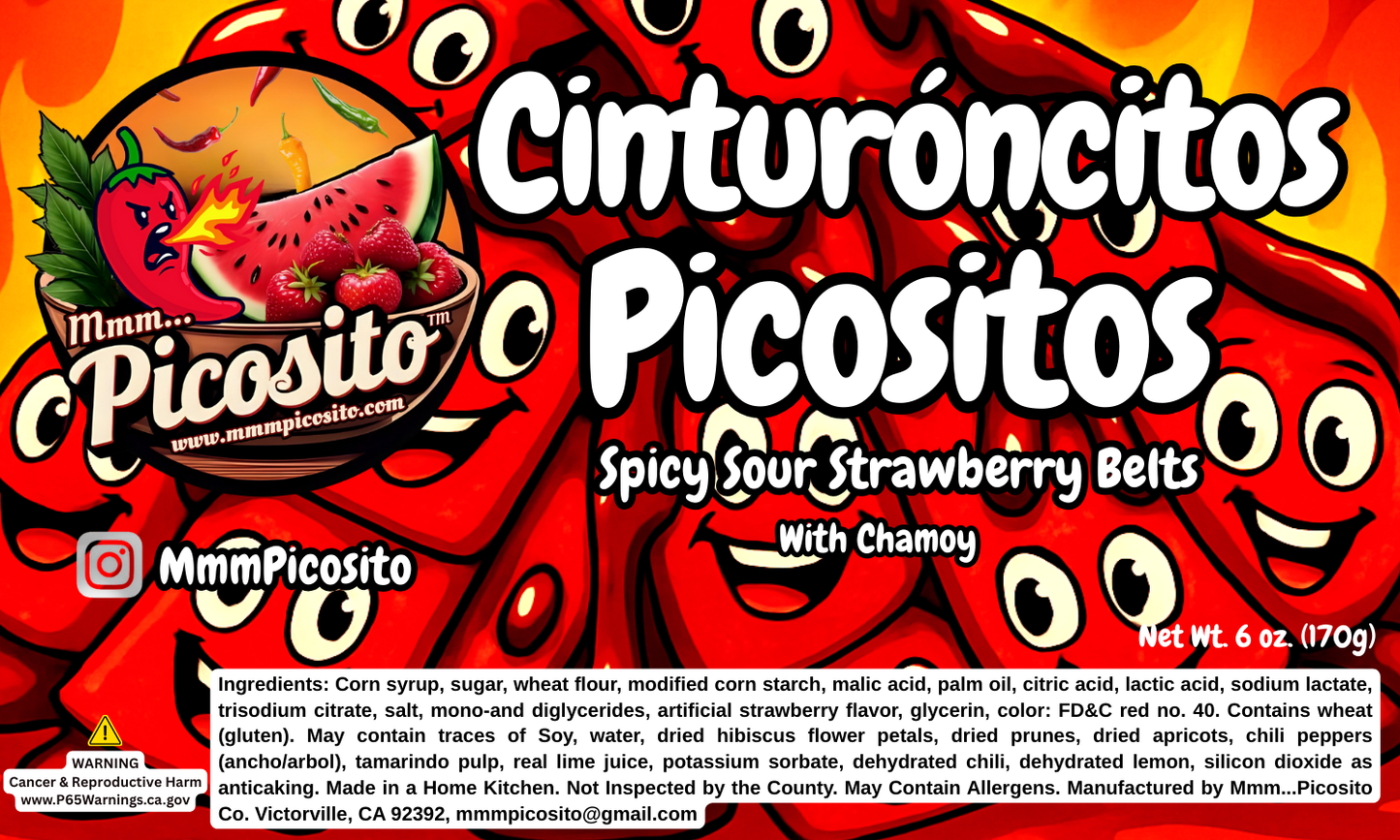Cinturóncitos Picositos - Spicy Sour Strawberry Belts 6oz